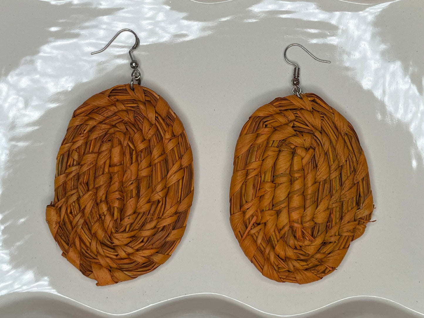 Caramel Swirl- Raffia Earrings
