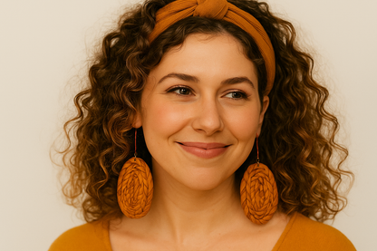 Caramel Swirl- Raffia Earrings