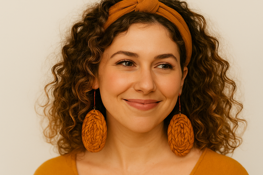Caramel Swirl- Raffia Earrings